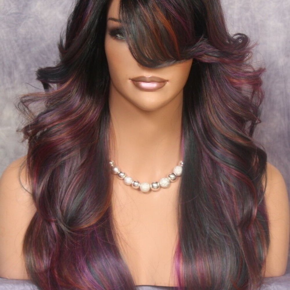 Human hair Blend Wig purple mix color, Heat OK - Picture 9 of 12
